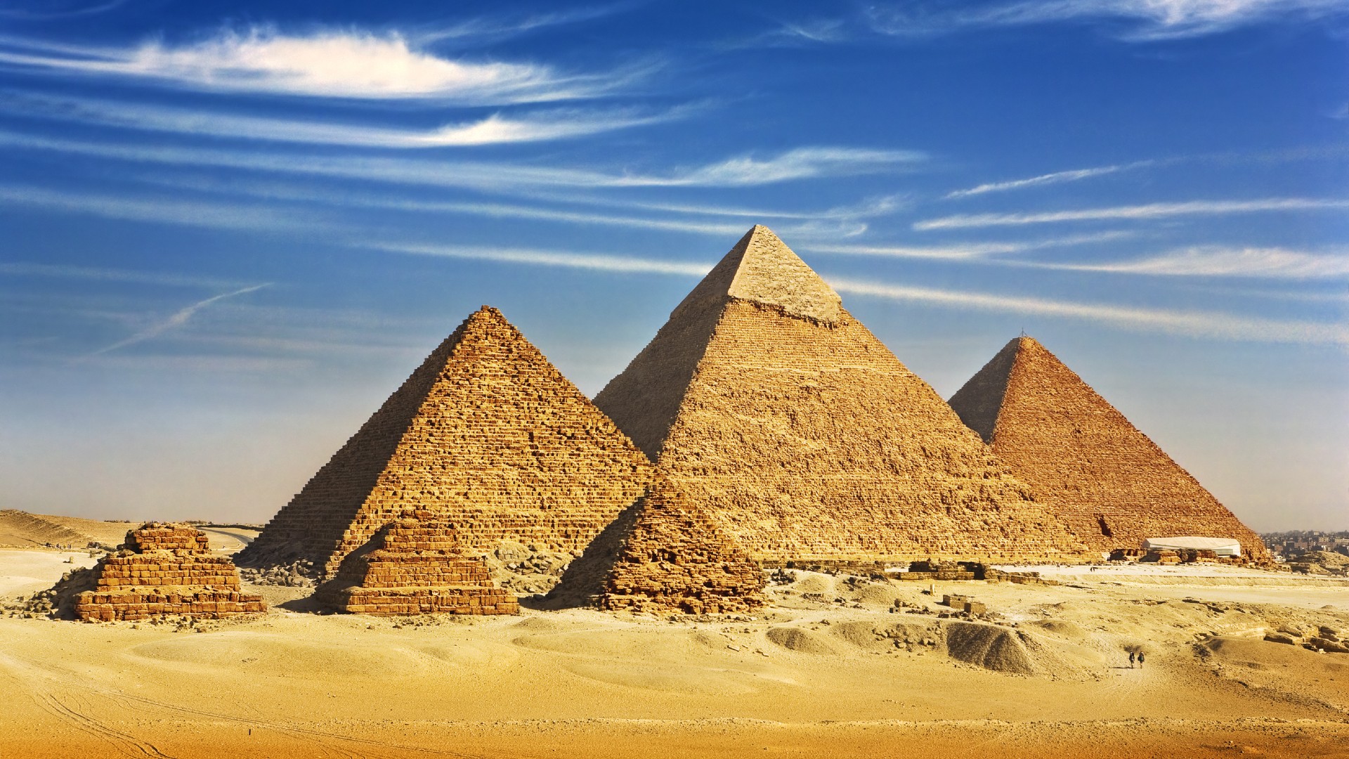 <p>The Pyramids of Giza </p>