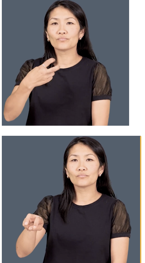 <p>Hold a bent “V” handshape in front of you and swiftly sway it to the left in sweeping motion</p>