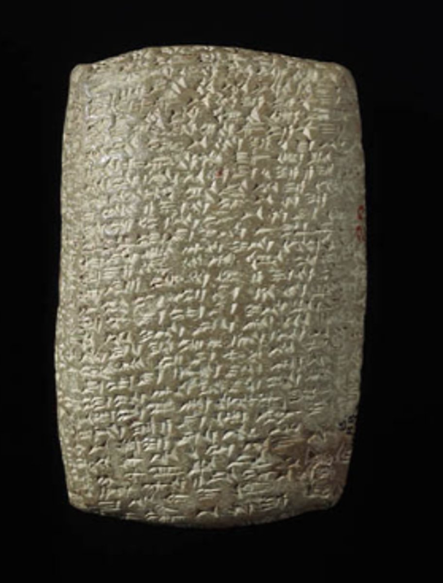 <p>- A cache of ~380 clay tablets found at Amarna, Egypt, written in cuneiform script</p><p>- Date to the reigns of Amenhotep III and Akhenaten (c. 1360-1332 BCE)</p><p>- Represent diplomatic correspondence between Egypt and Near Eastern kingdoms</p><p>- Reveal a complex system of international diplomacy, gift exchange, and political alliance</p><p>- Written in Akkadian, the diplomatic language of the Bronze Age</p>