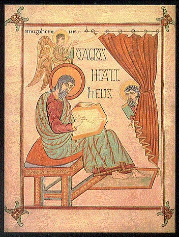 Portrait of Matthew, Lindisfarne Gospels, c. 700, Lindisfarne Priory