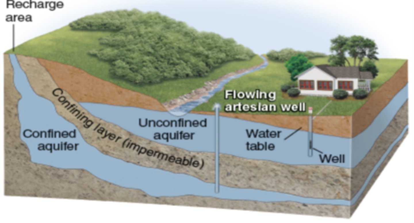 <p>-The uppermost level at which the groundwater in a given area fully saturates the rock or soil.</p>