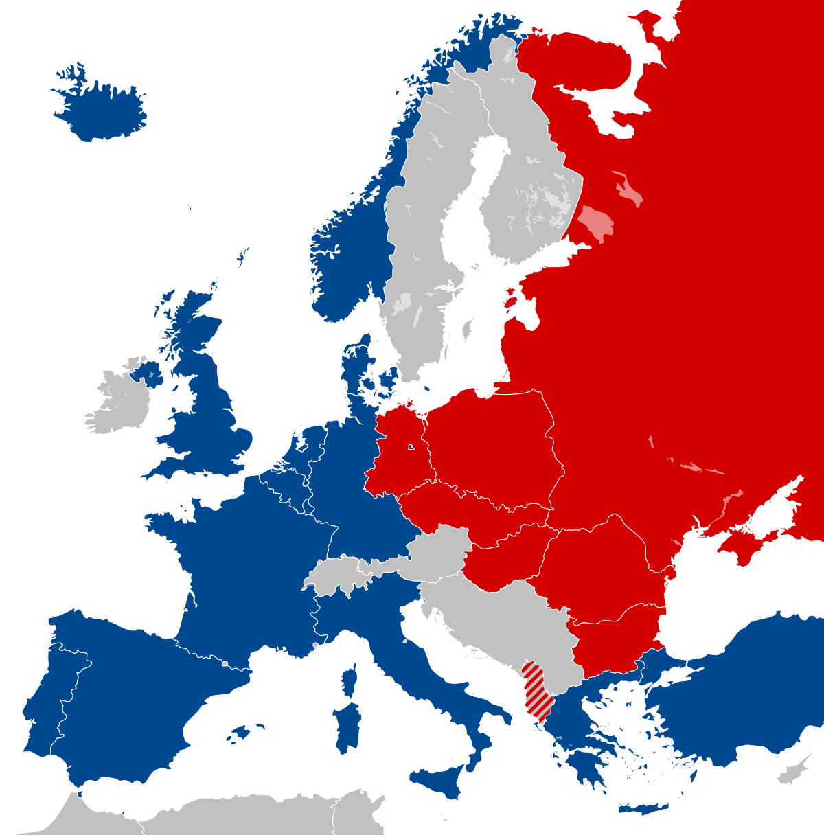 Soviet Union and its neighboring countries were formed into an alliance because they thought NATO was going to attack, not defend from Soviets.