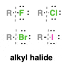 <p>Carbon attached with F,Cl,Br, or I </p>