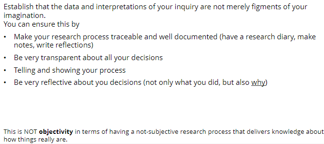 <p><span>have alternative explanations been considered</span></p><p><span>-</span><span style="font-family: Times New Roman">&nbsp;&nbsp;&nbsp;&nbsp;&nbsp;&nbsp; </span><span>parallel to objectivity</span></p>