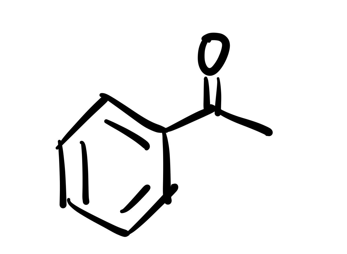 <p><span>The Cl leaves the carbon chain, and the carbon chain attaches to the cyclohexane</span></p>
