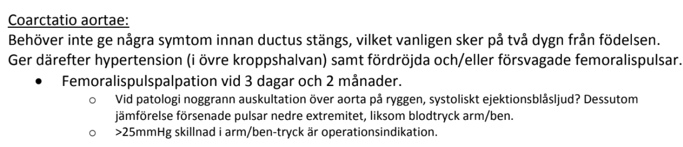 <p>Maria, <strong>6 år</strong>, flykting från Eritrea, har ett <strong>systoliskt blåsljud grad II-III</strong> som hörs både på bröstkorgen och ryggen. Hon är rädd under undersökningen.</p><p class="ds-markdown-paragraph"><strong>Viktigaste åtgärden:</strong><br><span data-name="check_mark_button" data-type="emoji">✅</span> <strong>D. Palpera pulsarna i ljumskarna (PDA).</strong></p>