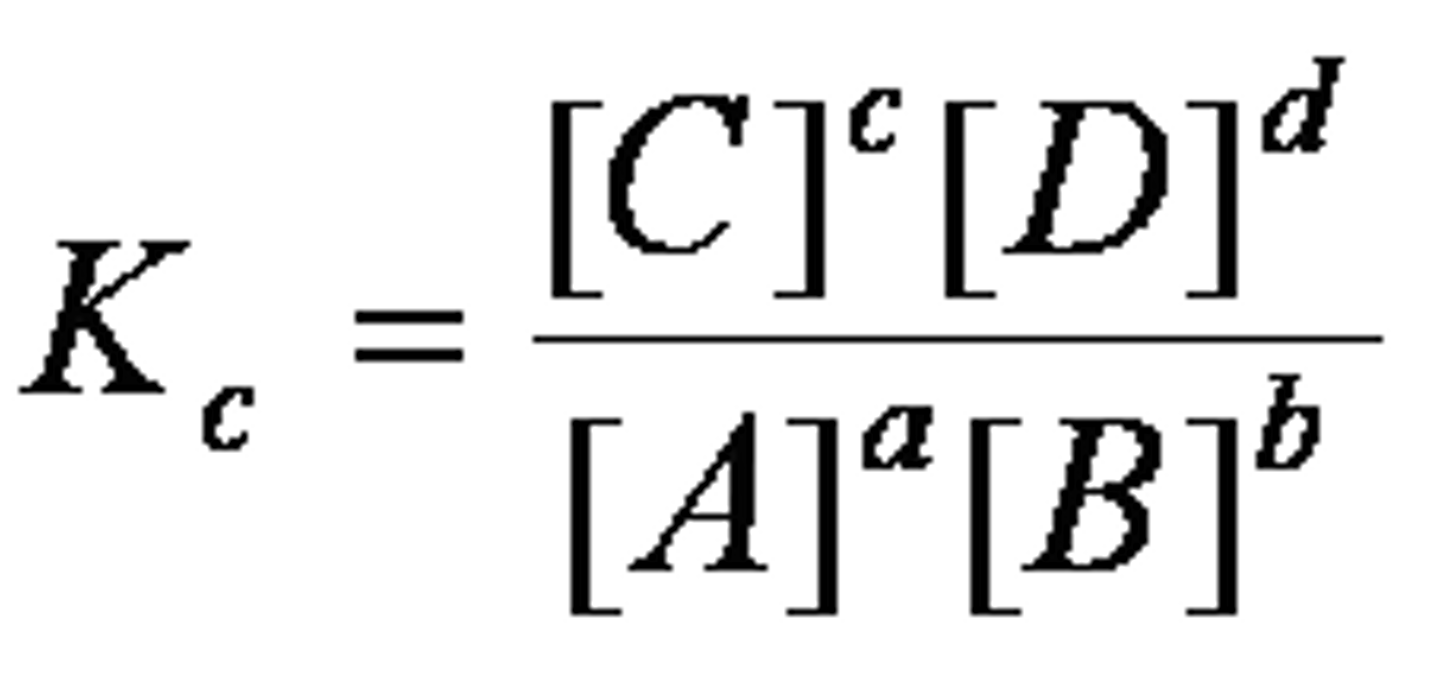 <p>Kc = the concentration of products/ concentration of reactants</p>