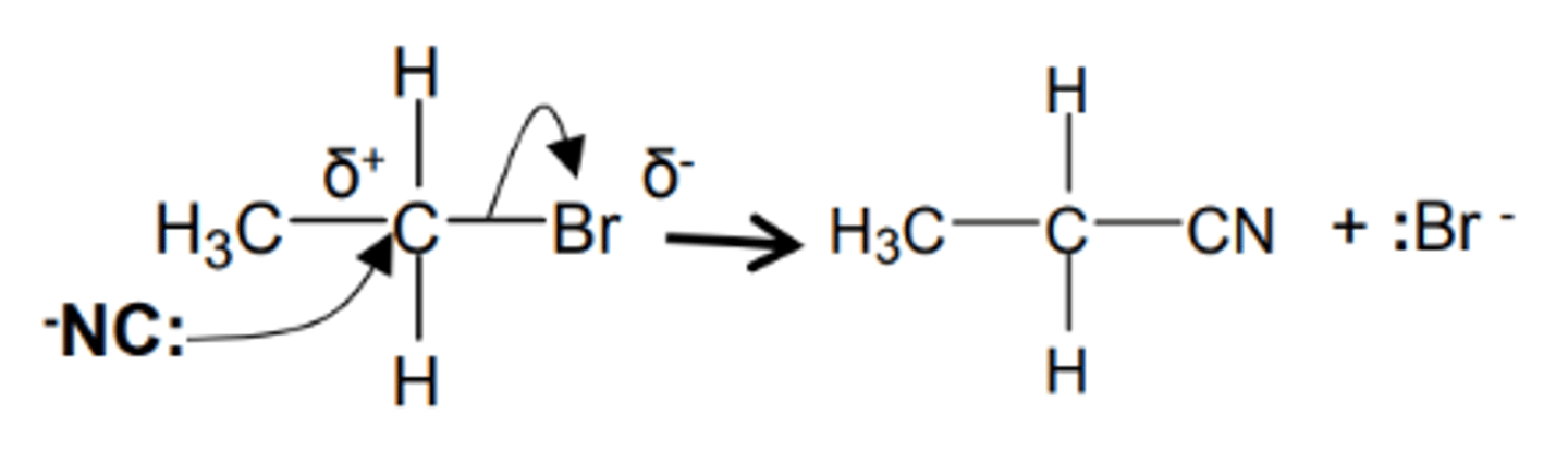 <p>[Nucleophilic substitution]</p><p>KCN(aq) in ethanol, reflux</p>