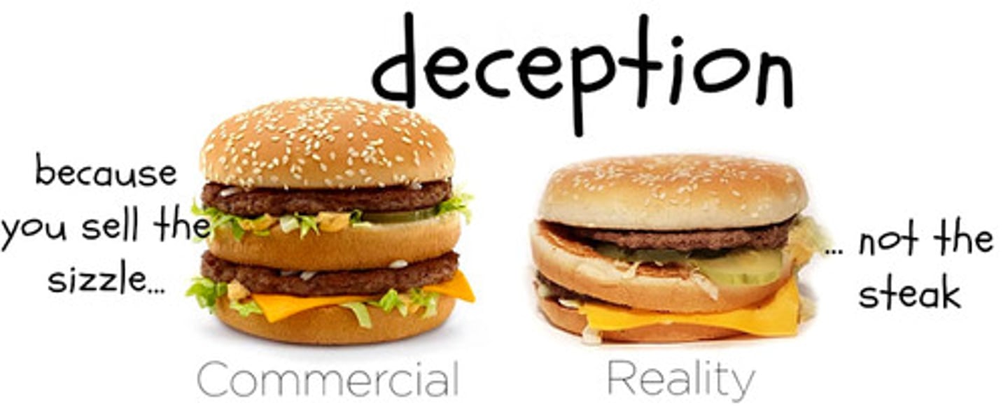 <p>giving a false or incorrect idea</p><p>The ad was criticized for being ----.</p>