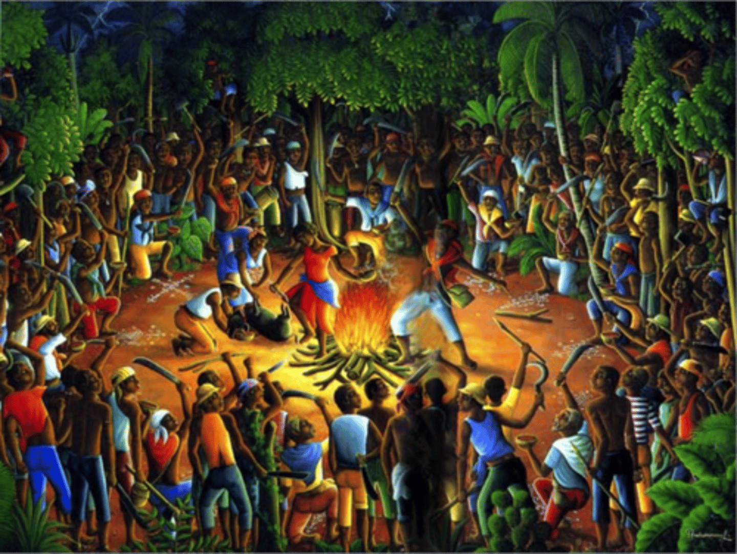 <p>Originating in Cuba, a religion that blends African traditions and Christian beliefs</p>