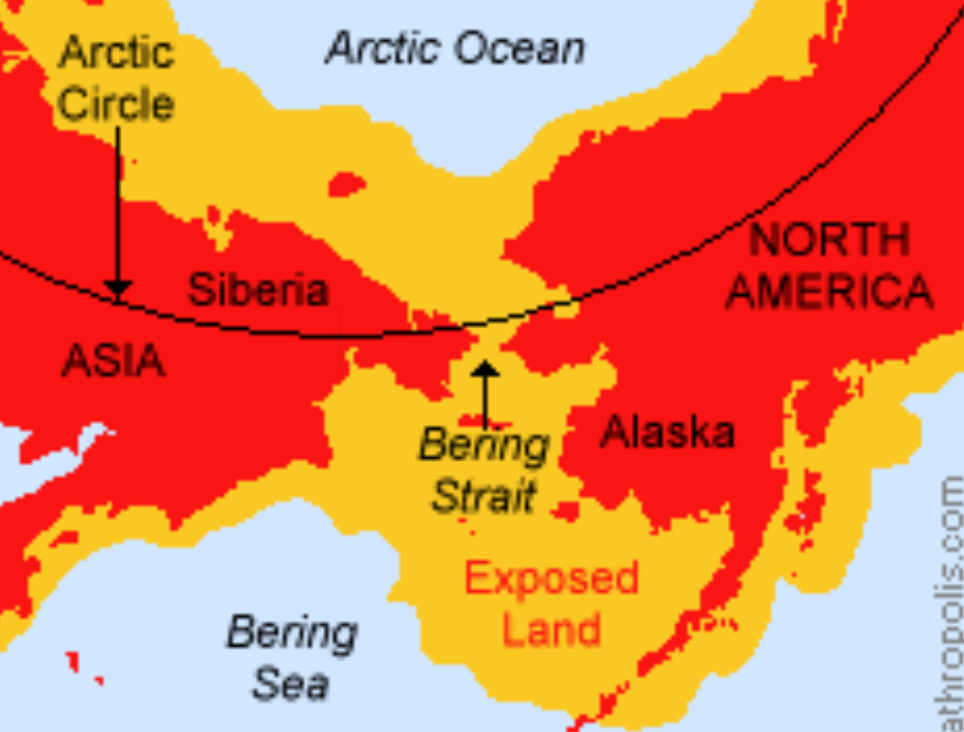 <p>The land bridge across the Bering Strait allowed the first people to migrate from where?</p><p></p>