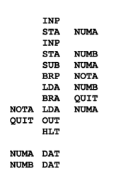 <p>The program above is supposed to take 2 numbers, compare them and output the higher. What type of translator would be needed to convert the code above to machine code. (1)</p>