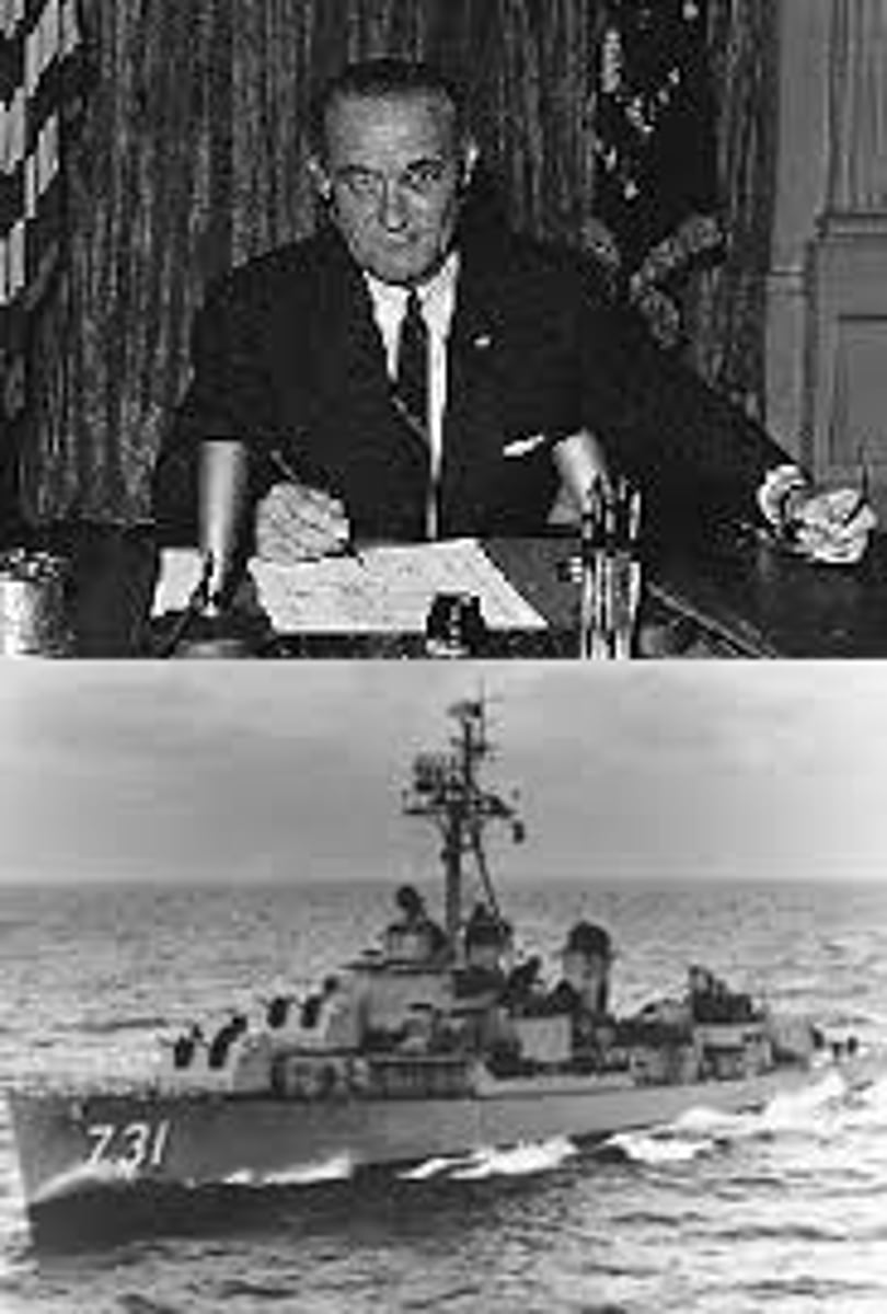 <p>Passed by Congress, following the sinking of a U.S. ship in Asia, that authorized the President to send troops into Vietnam</p>