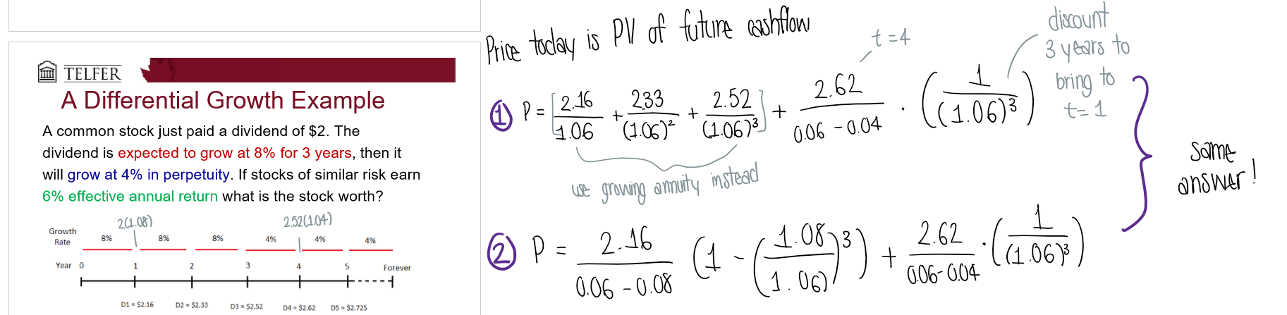 <p>Assume that dividends grow at different rates in the near future, but then will grow at a constant rate after</p><ul><li><p>estimate future dividends in the future</p></li><li><p>estimate future stock price when stock becomes a constant growth stock</p></li></ul><p></p>