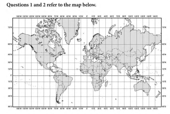 <p>1. Why is the map projection shown here especially useful for navigation on the surface of the earth?</p>