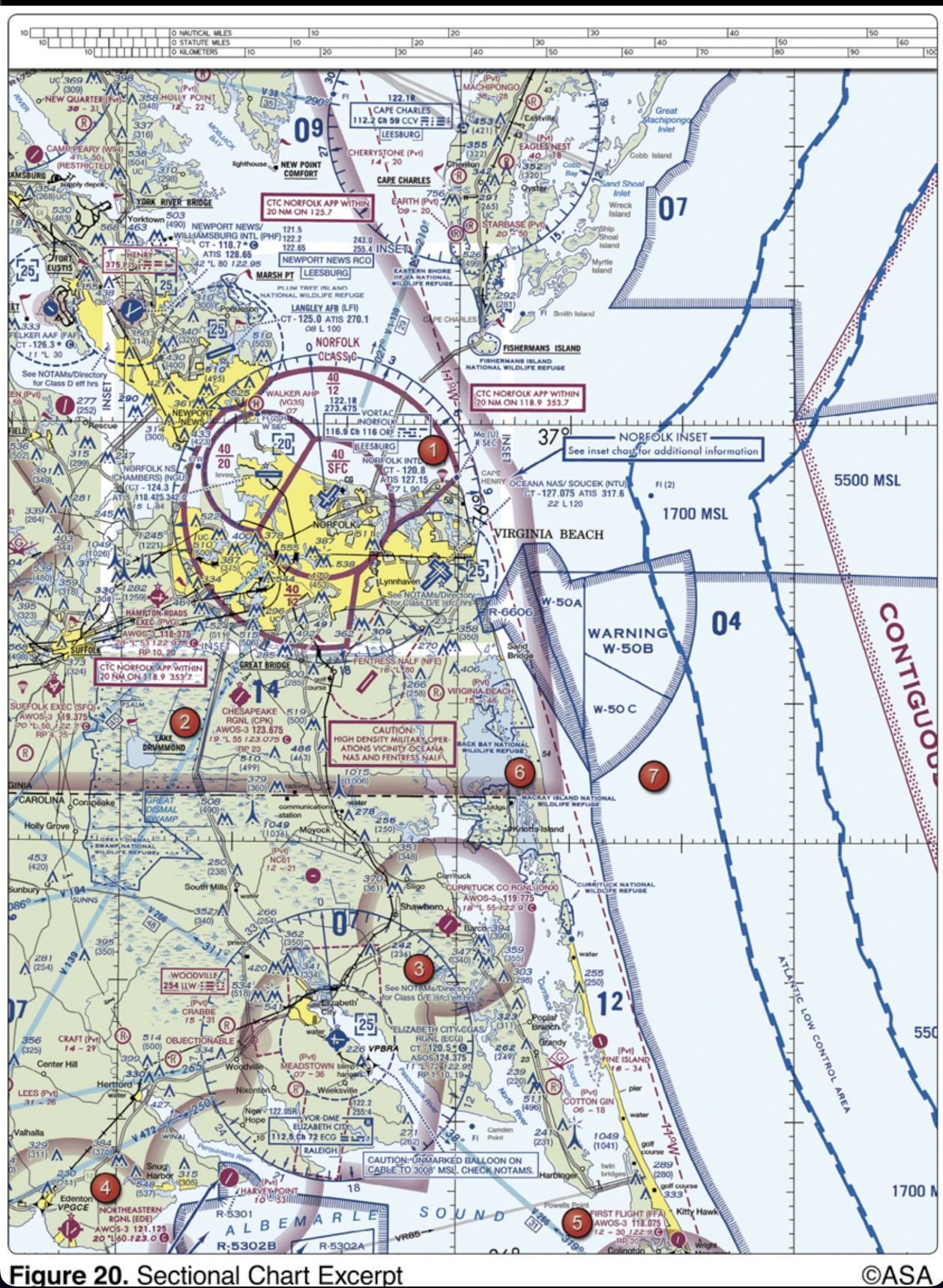<p>(Refer to figure 20, area 1.) The NALF Fentress (NFE) Airport is in what type of airspace?</p>