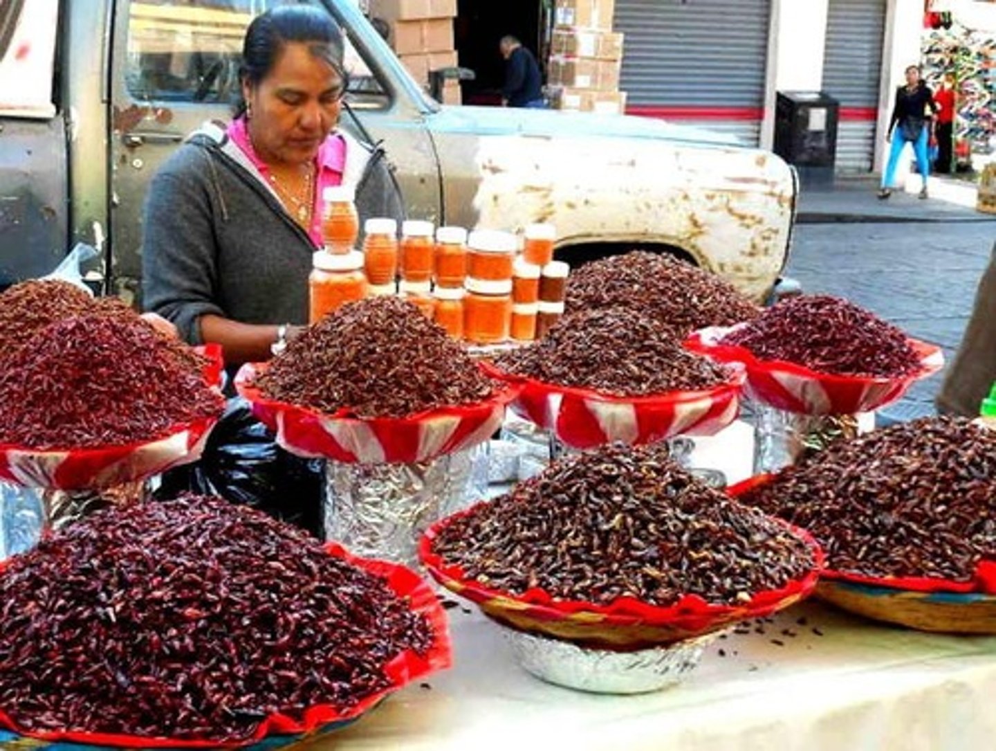 <p>Insect products such as snacks and food items are commonly found in Asian supermarkets.</p>