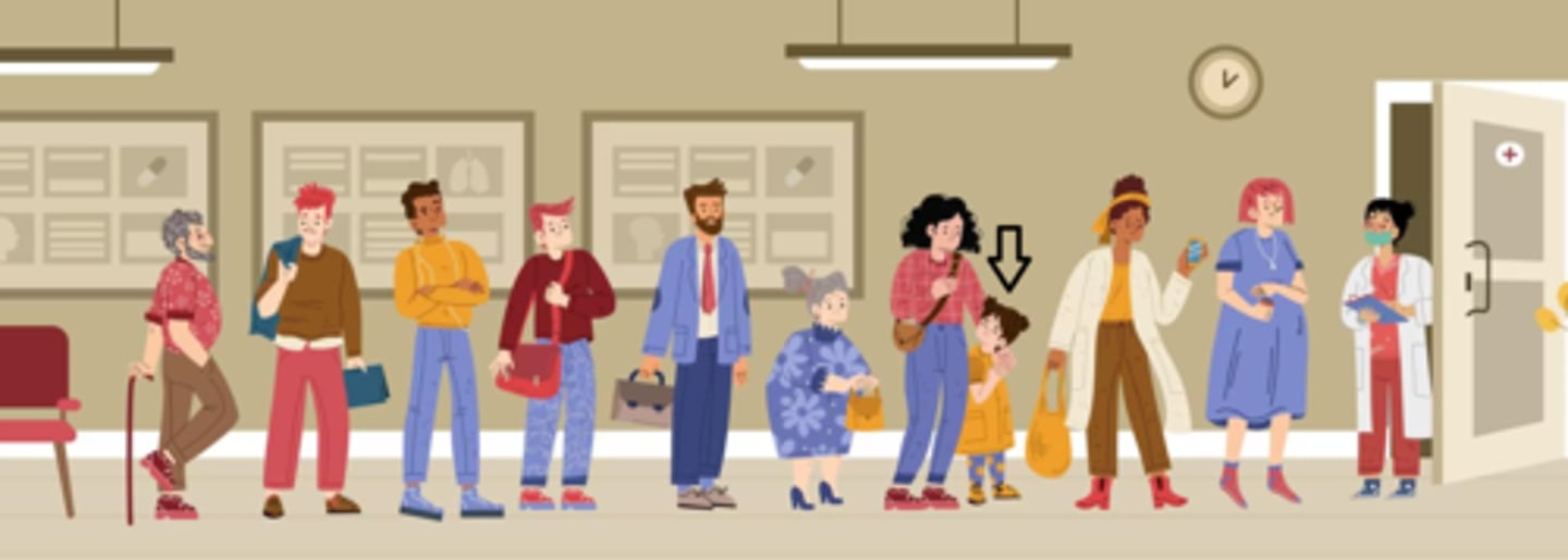 <p>¿Qué lugar ocupa la persona señalada en la fila?</p>