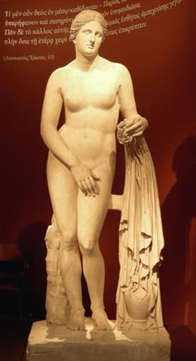 <p>Praxiteles <br>Roman copy of greek original c. 350 BCE<br>Late Classical Period</p>