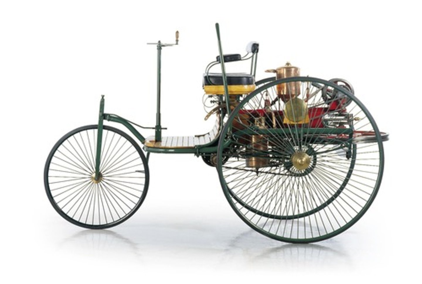 <p>created first automobile and first series of them<br>patent for "vechile powered by gasoline"</p>
