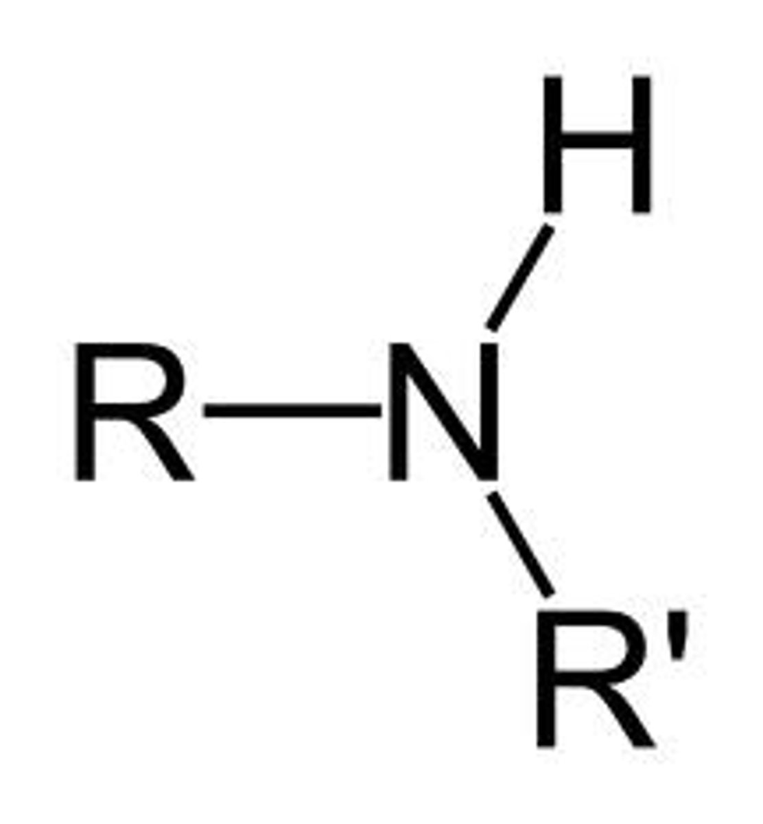 <p>Nitrogen has one H and two Rs</p>