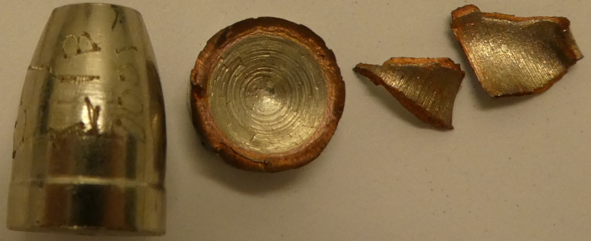 <p>The bullet of which cartridge is shown in this photo?</p>