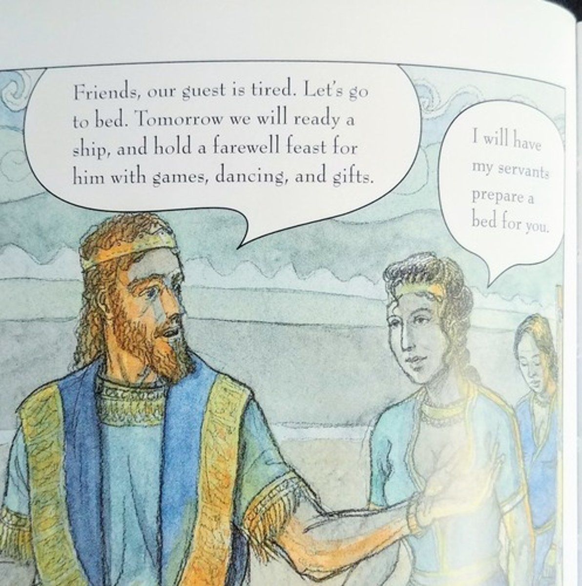 <p>King of Phaeacians. Receives of Odyesseus and agrees to bring him home to Ithaca. Hosts festival to display the strength of the Phaeacians.</p>