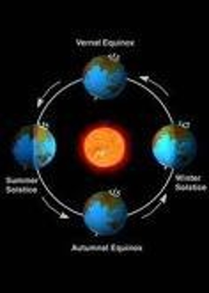 <p>The movement of Earth around the sun</p>