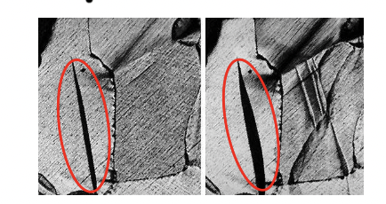 <p>Sker i HCP, böjda tvillinggränser som bildats i samband med deformation. Detta är viktig deformationsmekanisk för icke-kubiska metaller</p>
