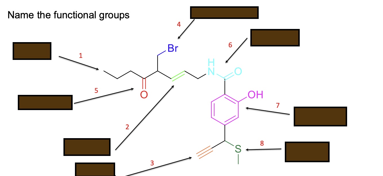 <p>Name the functional groups</p>
