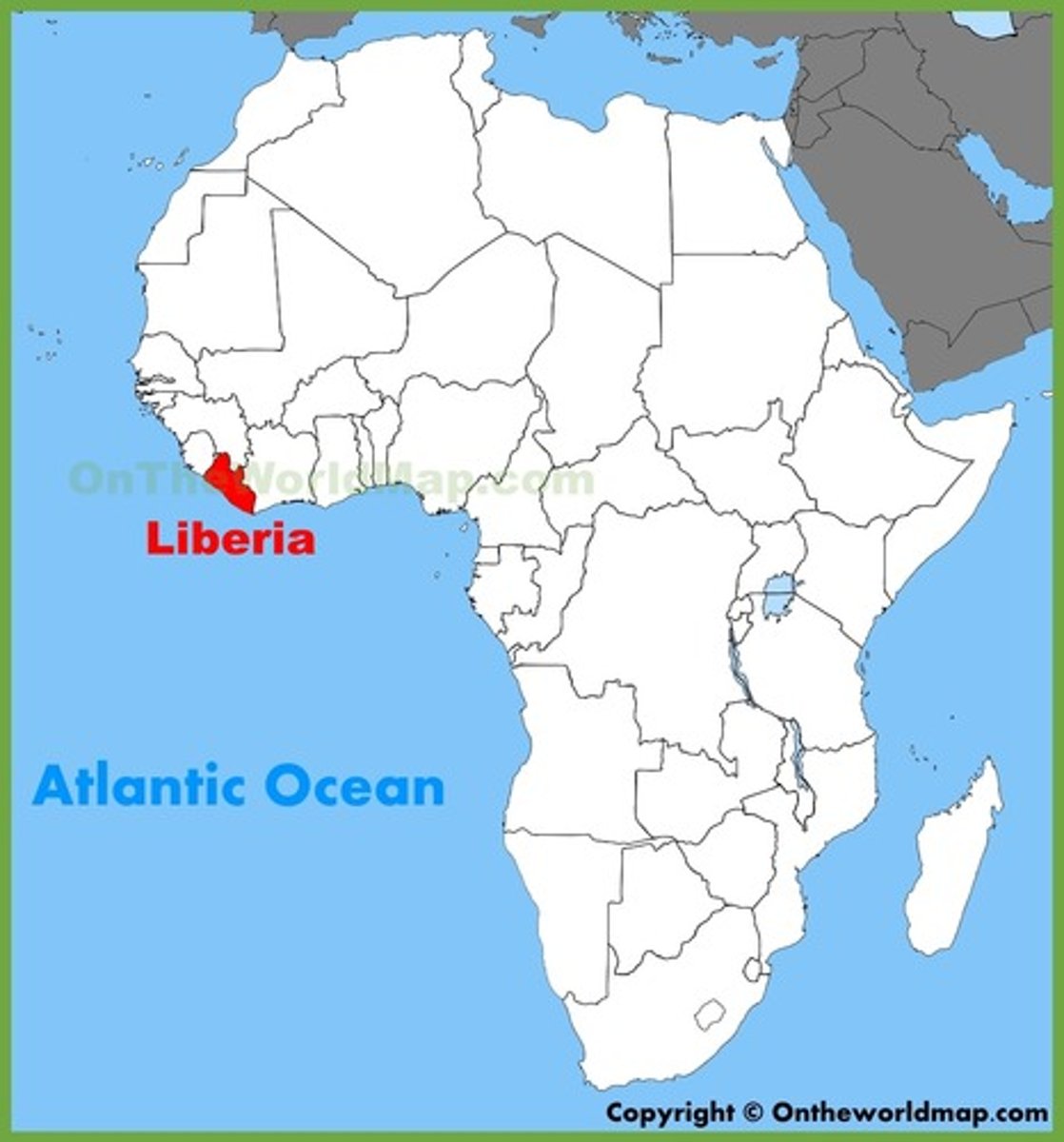 <p>On a map be able to locate a small West African country on the Atlantic Ocean founded by freed American slaves.</p>