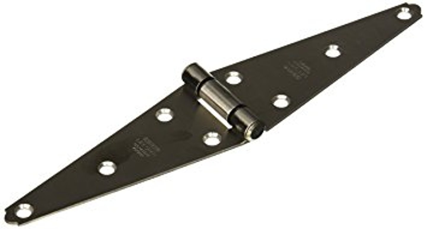 <p>A hinge having two long leaves for securing to the adjacent faces of a door and doorjamb</p>
