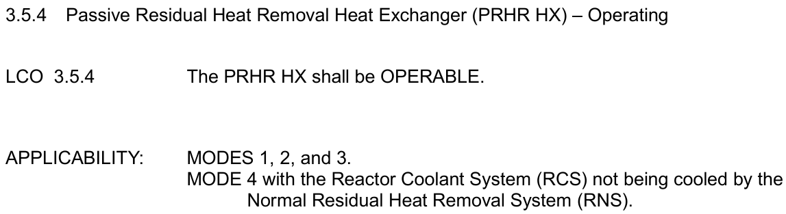 <p>OPERABLE</p><p></p><p>Any MODE condition not on RNS</p>