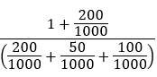 <ol><li><p>100 required, 50 excess<br><em>1000 × 0.1 = <u>100</u>; 150 - 100 = <u>50</u></em></p></li><li><p>24/7 (kept as a fraction for higher accuracy)</p></li><li><p>1200<br><em>(C + R) x multiplier = (200 + 150) x 24/7</em><br></p></li></ol><p></p>