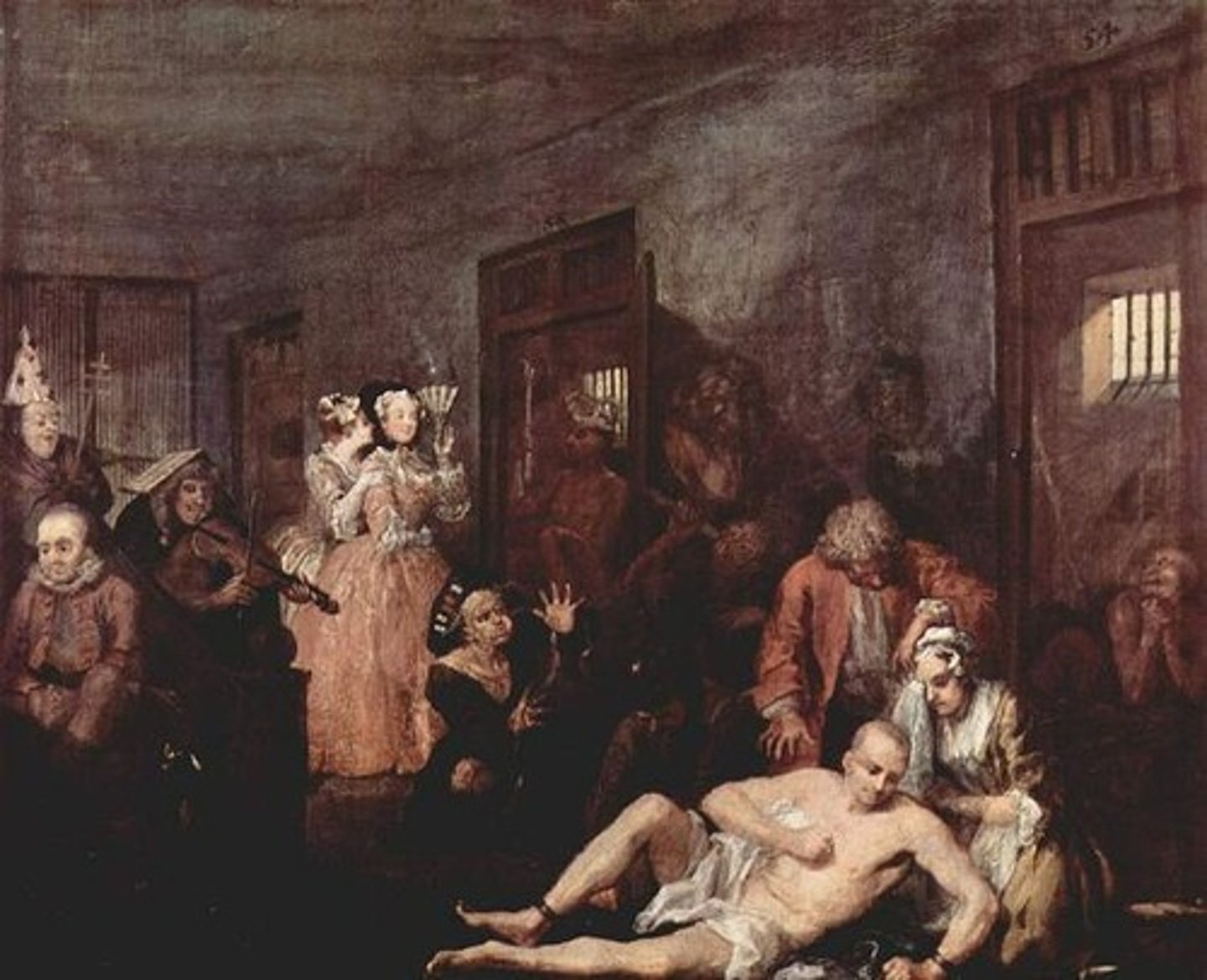 <p>A depiction of the overcrowded and neglected conditions of early asylums, which were primarily prisons rather than healing places.</p>