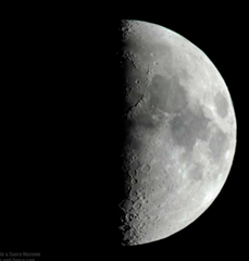 <p>The moon is a quarter of the way around the Earth. You can see the right half of the moon.</p>