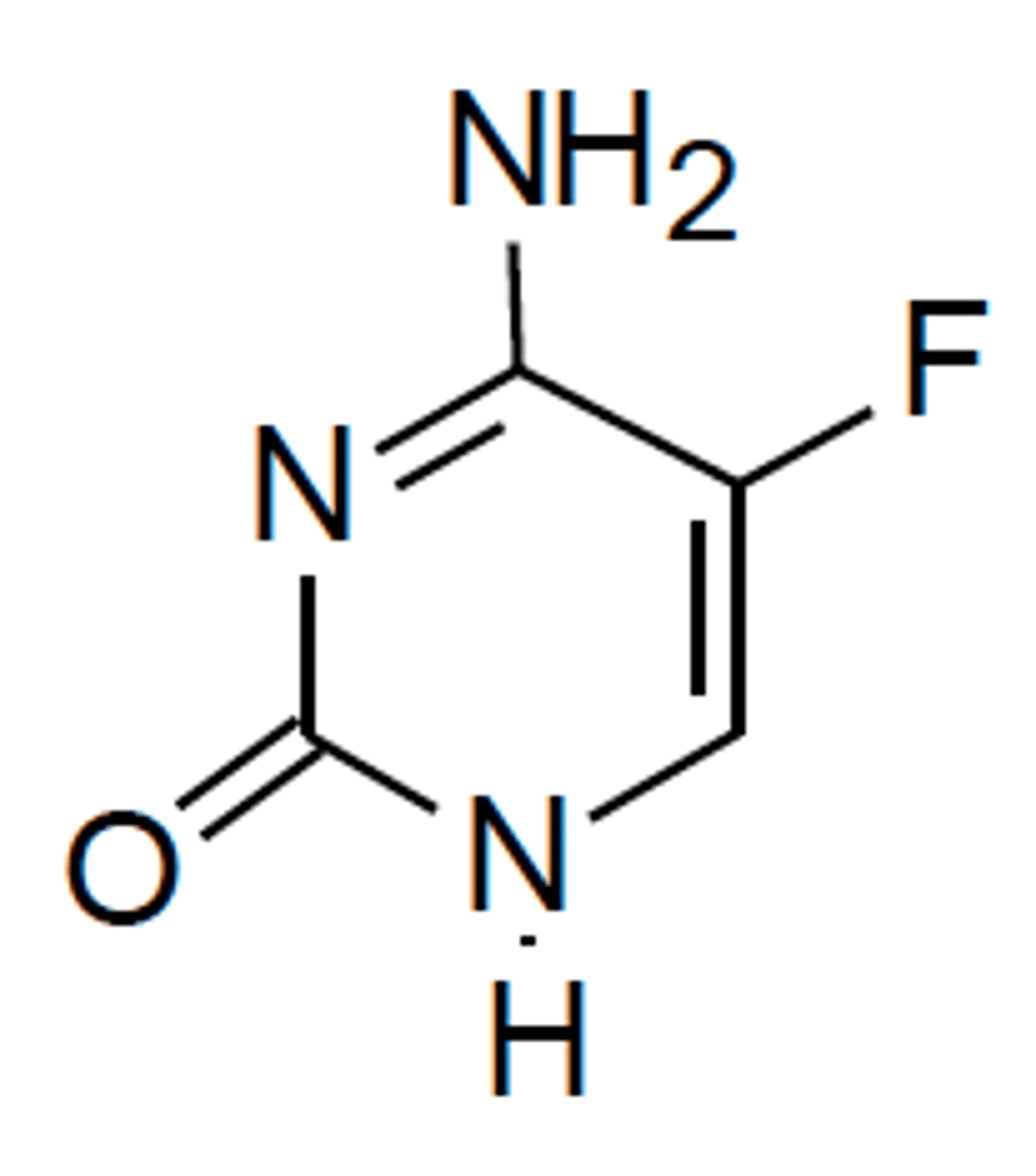 <p>Inhibits DNA and RNA biosynthesis by conversion to 5-fluorouracil by cytosine deaminase.</p>