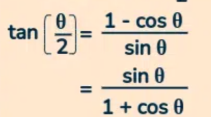 <p>(1 - cos(u)) / sin(u)</p><p>sin(u) / (1 + cos(u))</p>