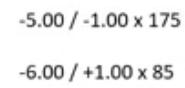<p>first one i a sphero-cylindrical prescription in the negative cylinder fomr </p><p>second one is a sphero-cylindrical power in the positive fomrm </p><p>the prescriptions are the same power just written differently </p>