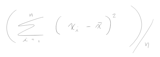 <p>add up all individual sums for the variance to get the total, then divide by the sample size</p>