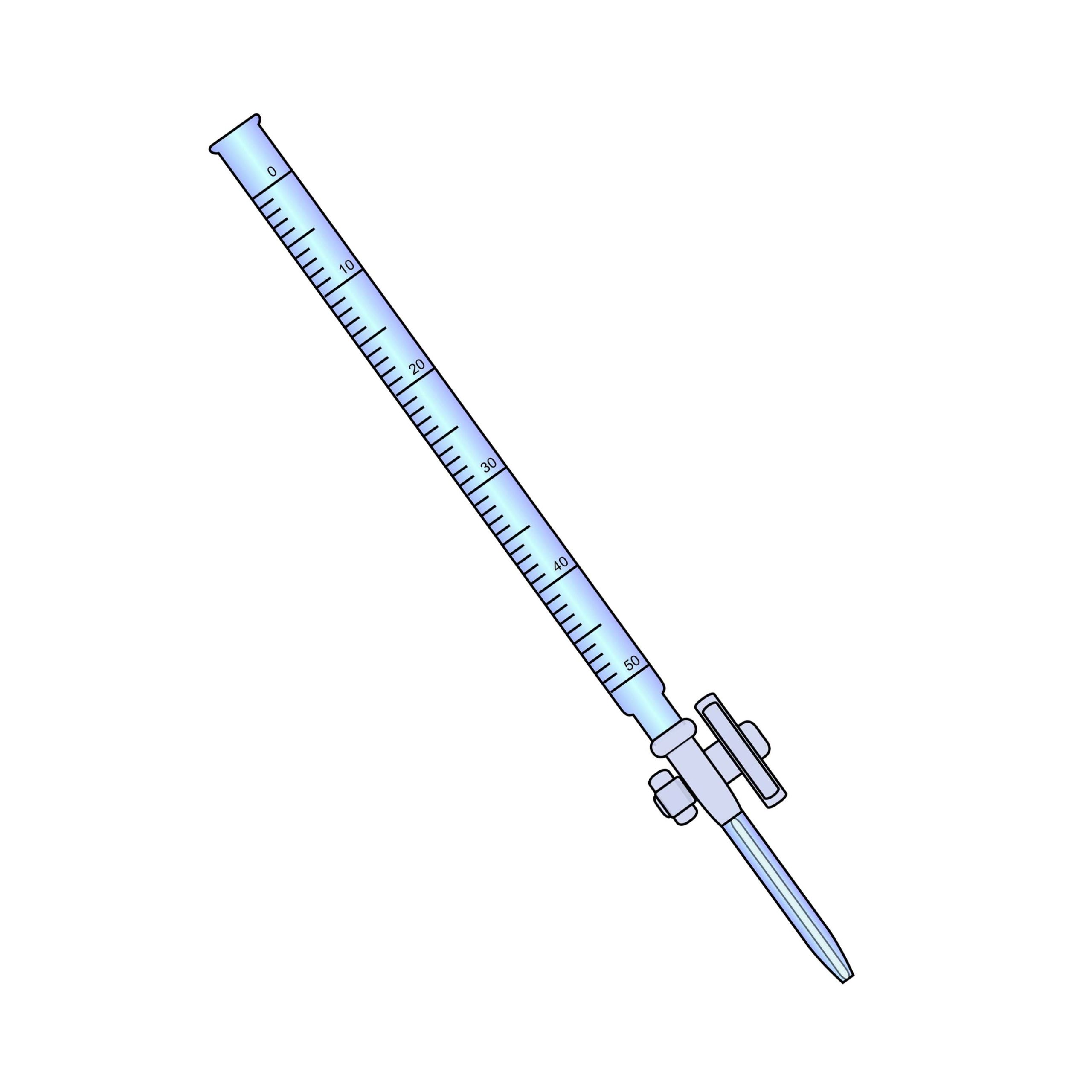 <p>it is one of the most common laboratory equipment used in chemistry and biology laboratories to perform titration. it is a <strong>long glass tube</strong> that consists of a graduated scale attached to its curved body, a nozzle at one end to dispense solution, an open end to pour the solution, and a tap or a valve attached to the base that is used to control the flow of the solution. The main purpose of it is to dispense the liquid in a controlled manner.</p>