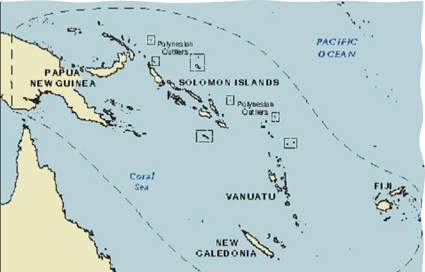 - Volcanic high islands
- Coral atolls