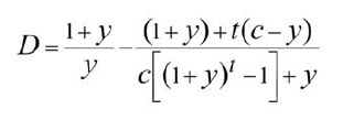 <p>y= yield</p><p>c = coupon rate</p><p>t = periods till maturity</p>