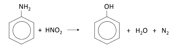 <p>Phenol, H2O and N2</p>