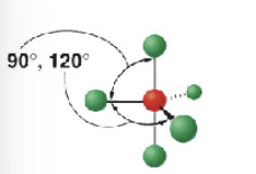 <p>Trigonal bipyramidal 90 120</p>