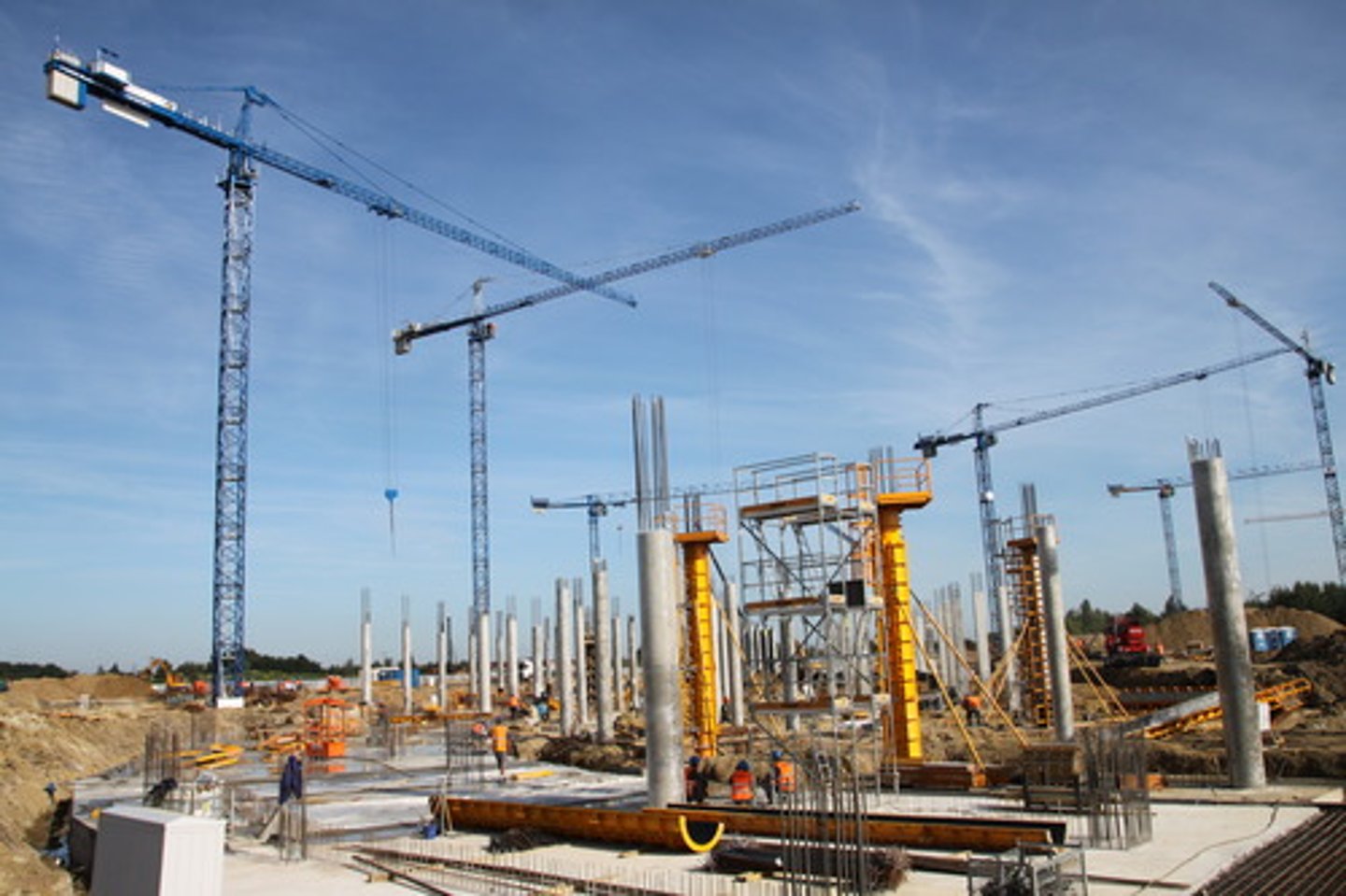 <p>the work of building or making something, especially buildings, bridges, etc.</p>