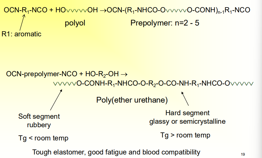 <p>Many different types of temperature dependencies for the segments</p><p>It is a tough elastomer, good fatigue and blood compatibility</p>