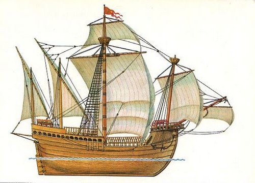 <p>large trading merchant ship operating in European waters (especially by the Portuguese) 14th- 17th century</p>