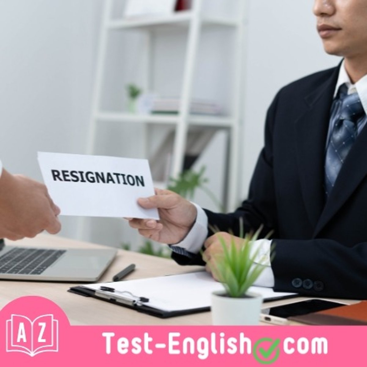 <p>When Tim handed in _____, his boss said he was sad to see him go. (2 words)</p>