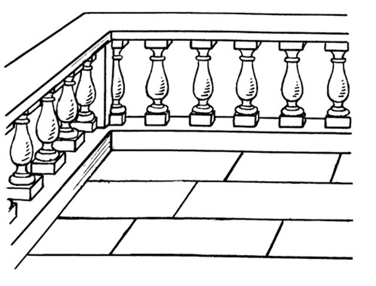<p>a railing supported by balusters</p>